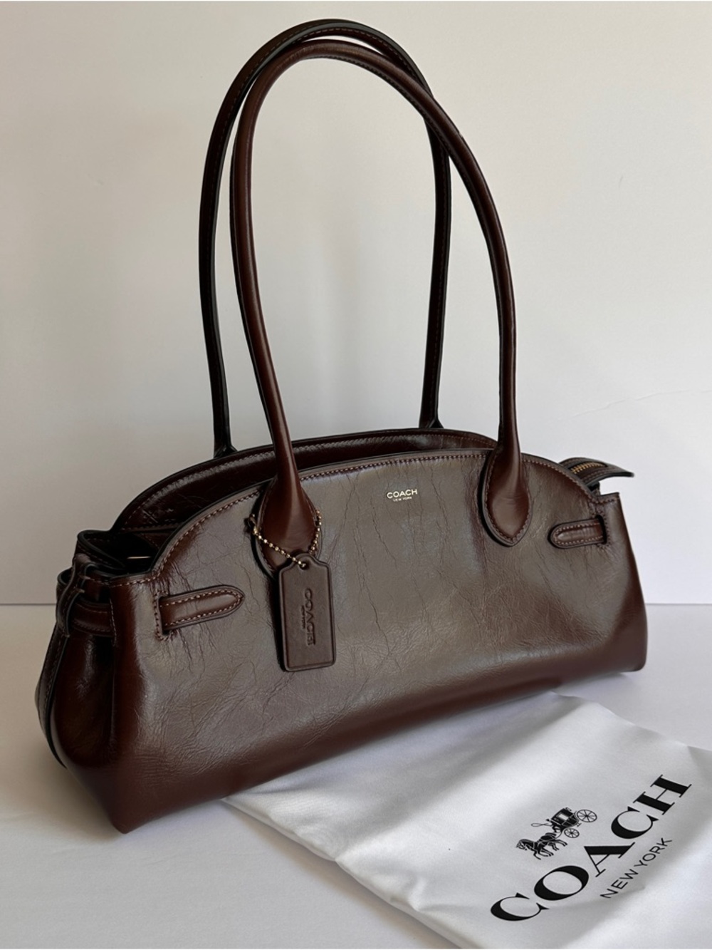 COACH Empire Carryall Bag 34 Brown Glazed Leather